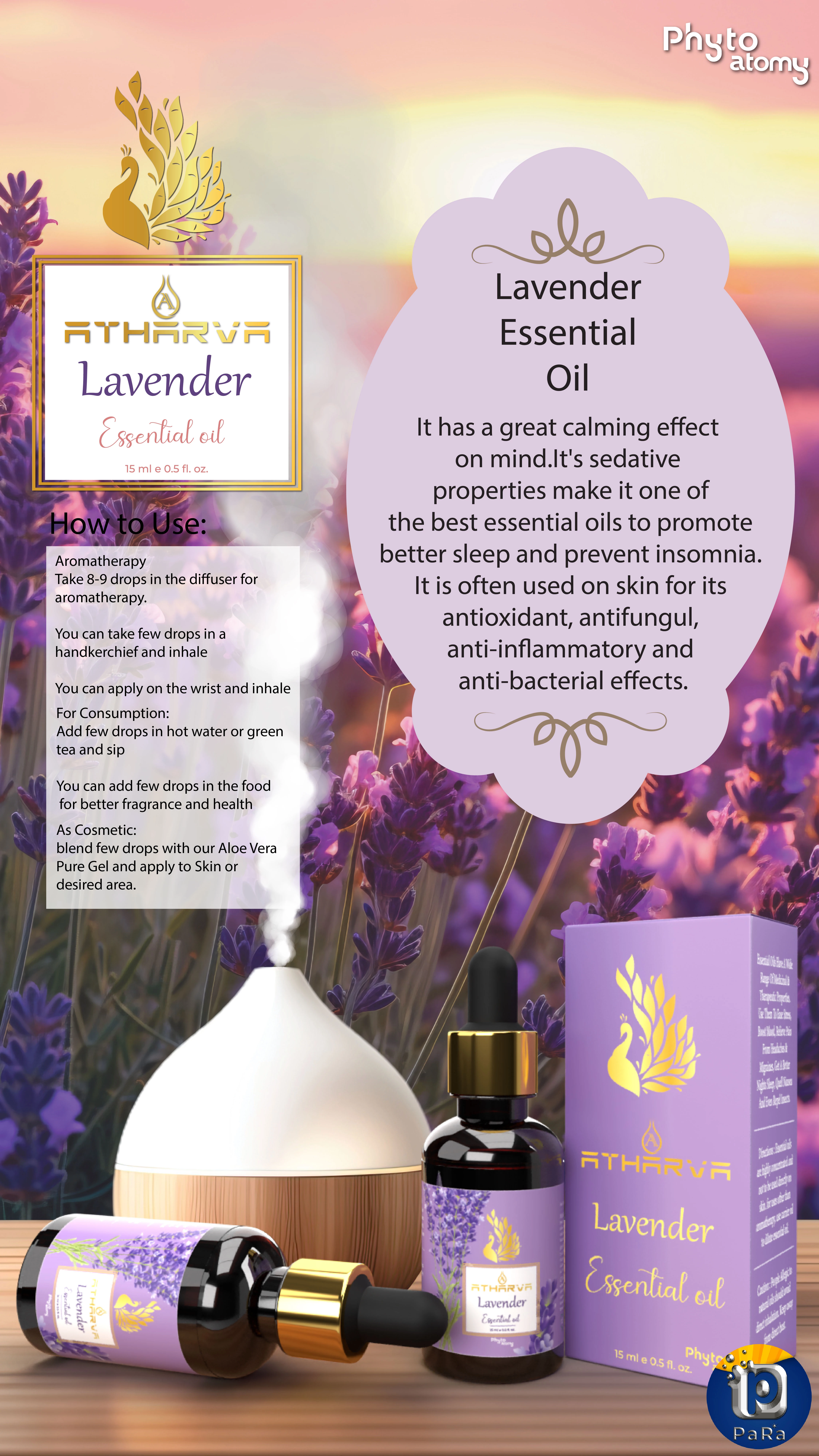 RBV B2B Atharva Lavender Essential Oil (15ml)-12 Pcs.